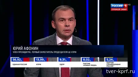 Юрий Афонин в эфире «России-1»: Фракция КПРФ в новом созыве будет добиваться принятия ключевых законопроектов «Программы Победы»